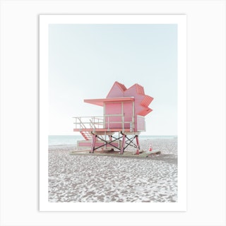 Miami Pink Lifeguard Stand Art Print