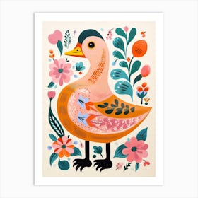 Pink Scandi Duck 4 Art Print