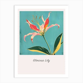 Gloriosa Lily 3 Square Flower Illustration Poster Art Print