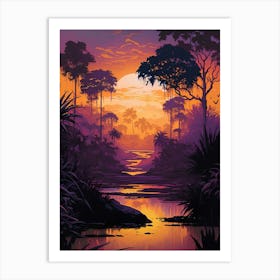 Sunset In The Jungle Art Print