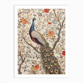 Vintage Peacock In A Tree Wallpaper 1 Art Print