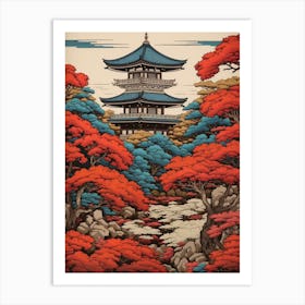 Kenrokuen Garden, Japan Vintage Travel Art 4 Art Print