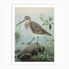 Ohara Koson Inspired Bird Painting Dunlin 1 Art Print
