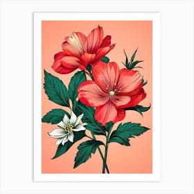 Red Hibiscus Flowers Art Print