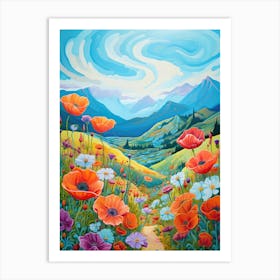 Poppies In The Valley Art Print