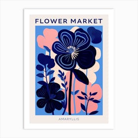 Blue Flower Market Poster Amaryllis 2 Art Print