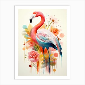 Bird Painting Collage Flamingo 2 Art Print