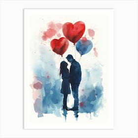 Couple With Balloons Art Print