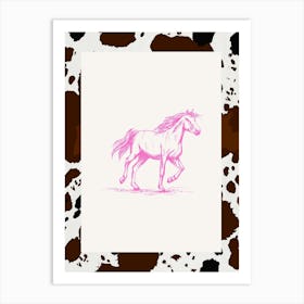 Hot Pink Horse Line Drawing 2 Art Print