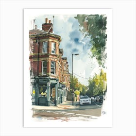 Bromley London Borough   Street Watercolour 4 Art Print
