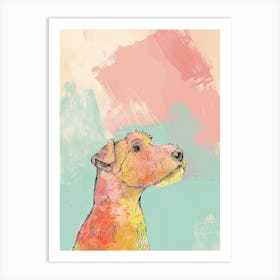 Airedale Terrier Pastel Line Watercolour Illustration  2 Art Print