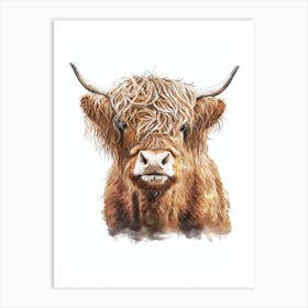 Highland Cow Illustration Watercolor Painting Art Print