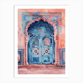 Blue Door In Rajasthan Art Print