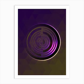 Geometric Neon Glyph on Jewel Tone Triangle Pattern 012 Art Print