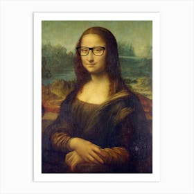 Funny Mona Lisa Black Glasses Internet Meme Portrait Art Print