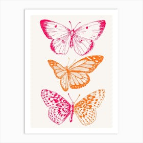 Butterflies On A White Background Art Print