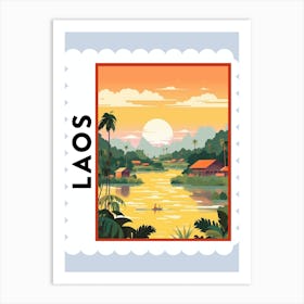 Laos Travel Stamp Poster Art Print