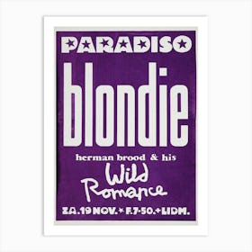 Blondie 1977 Live In Holland Amsterdam Concert Tour Poster Art Print