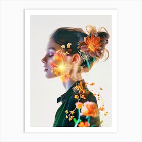 "Double Exposure Floral Fantasy Art" Art Print