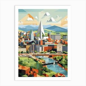 Glasgow, United Kingdom, Geometric Illustration 1 Art Print