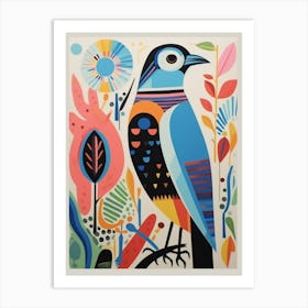 Colourful Scandi Bird Hawk 2 Art Print