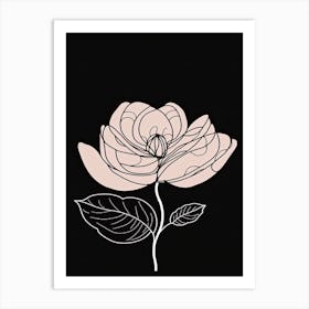 Line Art Lotus Flowers Illustration Neutral 4 Art Print