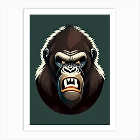 Angry Gorilla Showing Teeth, Gorillas Kawaii 1 Art Print