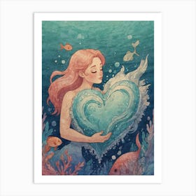 Mermaid With Heart Art Print