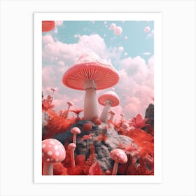 Pink Surreal Mushroom 2 Art Print