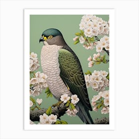 Ohara Koson Inspired Bird Painting Eurasian Sparrowhawk 1 Art Print