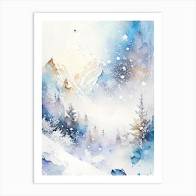 Snowflakes In The Mountains, Snowflakes, Storybook Watercolours 3 Art Print