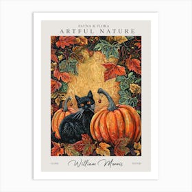 William Morris Cat With Pumpkins Autumn Fall Exhibition Art Print