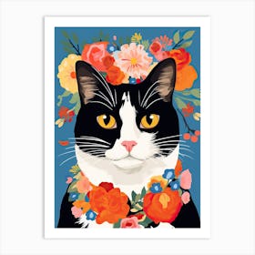 Japanese Bobtail Cat With A Flower Crown Painting Matisse Style 1 Art Print
