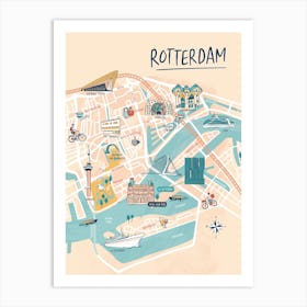 Rotterdam Illustrated Map Art Print