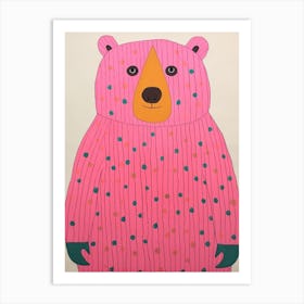 Pink Polka Dot Bear 7 Art Print