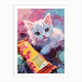 White Kitten Oil Painting 1 Art Print