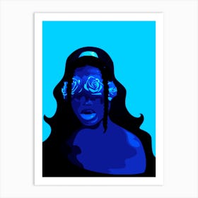 Afro Girl Art Prints Illustration Blue Art Print