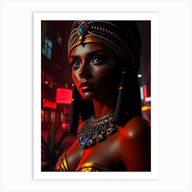 Cleopatra In Neon Light - Diverse Art Illustration 86 Art Print