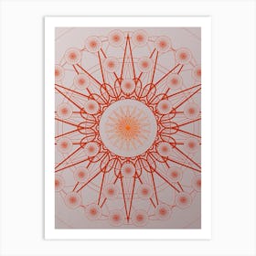 Geometric Abstract Glyph Circle Array in Tomato Red n.0028 Art Print