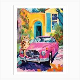 Chevrolet Bel Air Vintage Car With A Cat, Matisse Style Painting 1 Art Print