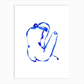 Blue Woman 11 Line Art Print