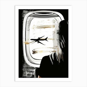 Woman Looking Out Of An Airplane Window Art Print