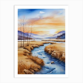 Sunset By The River 2 Art Print