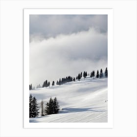Alpe D'Huez, France Black And White Skiing Poster Art Print
