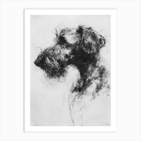 Bedlington Terrier Dog Charcoal Line 3 Art Print