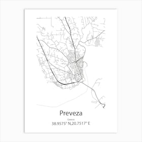 Preveza,Greece Minimalist Map Art Print