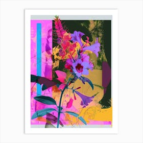 Coral Bells 1 Neon Flower Collage Art Print