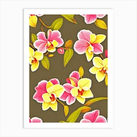 Orchids Repeat Retro Flower Art Print