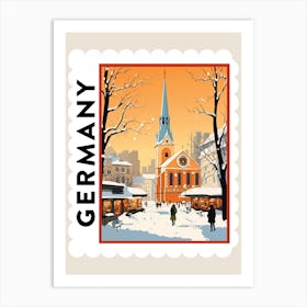 Retro Winter Stamp Poster Munich Germany 1 Art Print