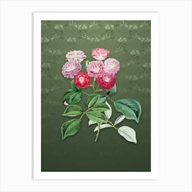 Vintage Seven Sister's Rose Botanical on Lunar Green Pattern n.2550 Art Print